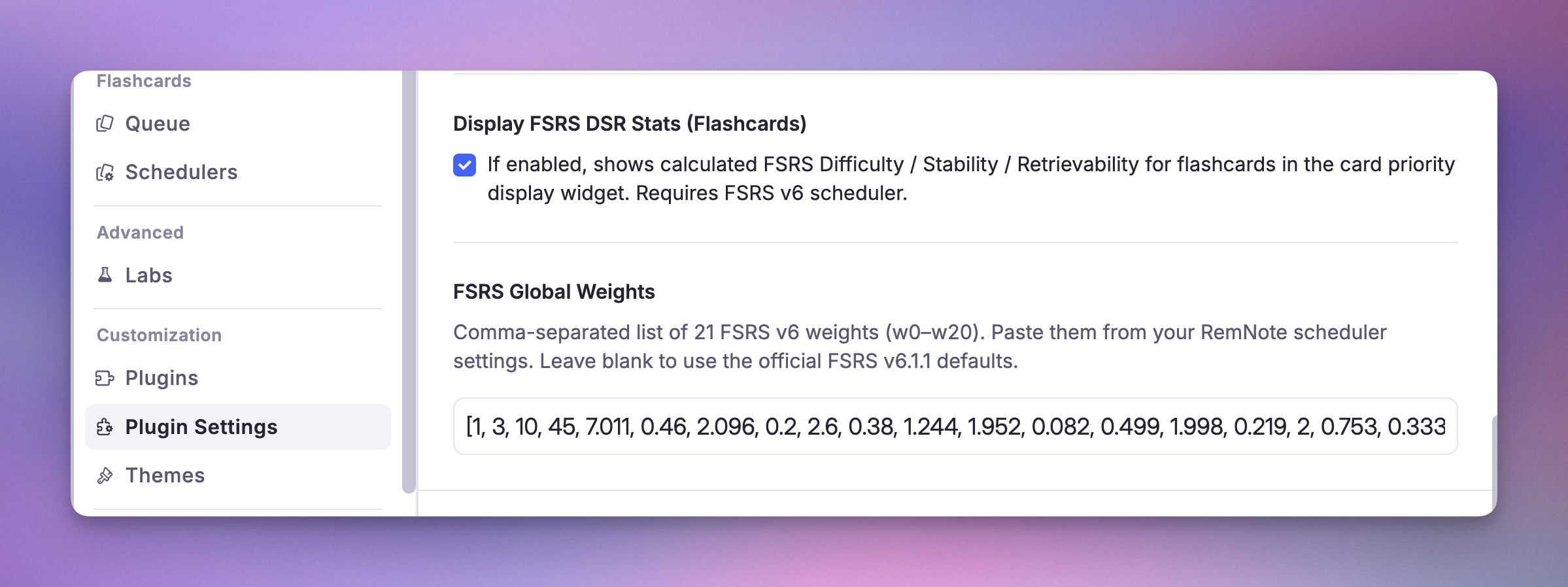DSR Settings