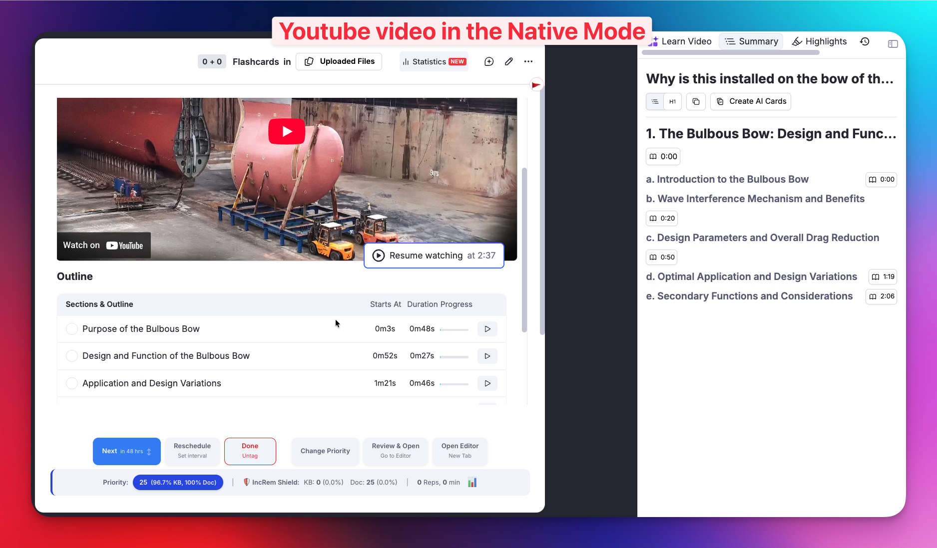 Youtube Video in the Native Mode