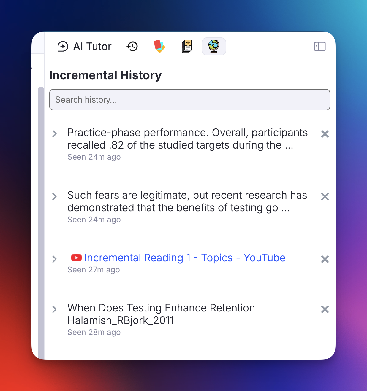 Incremental Rem History Widget