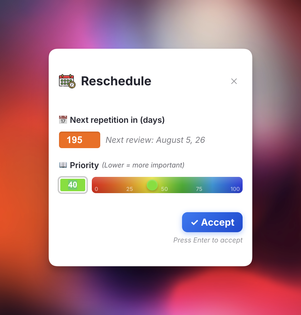 Reschedule Widget