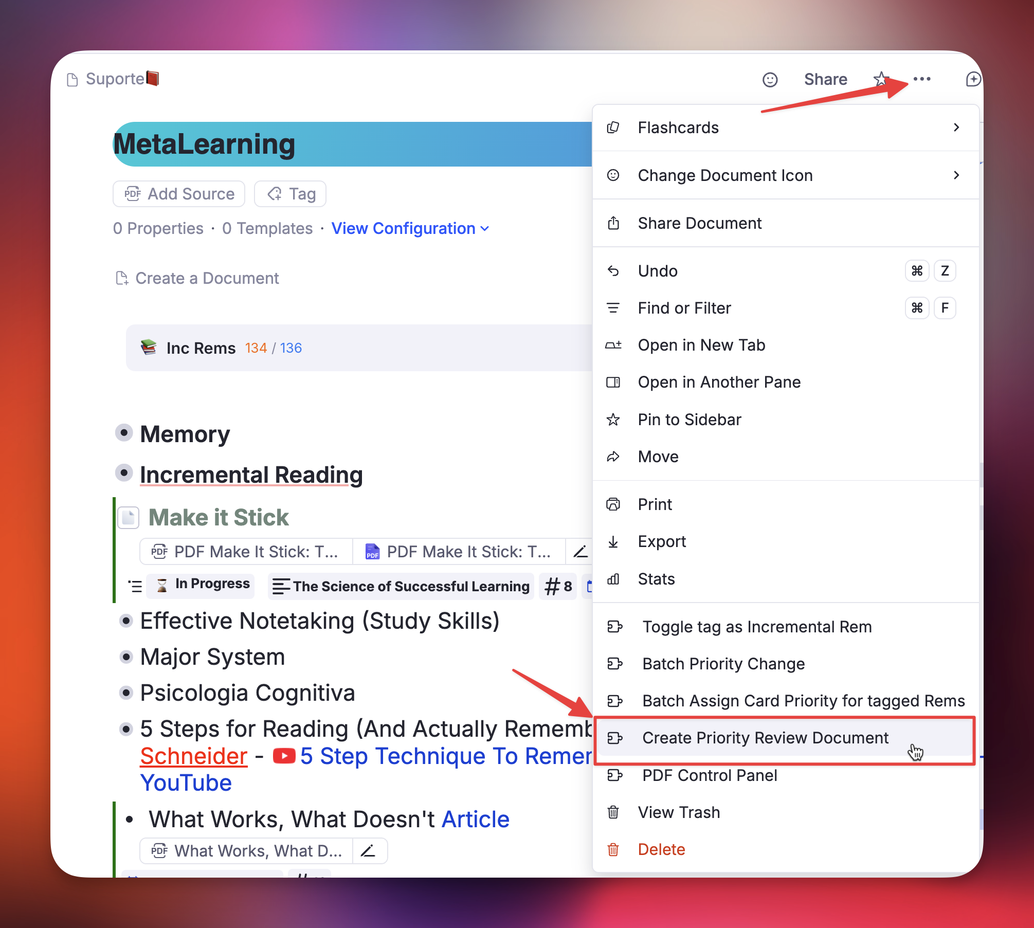 Create Priority Review Document