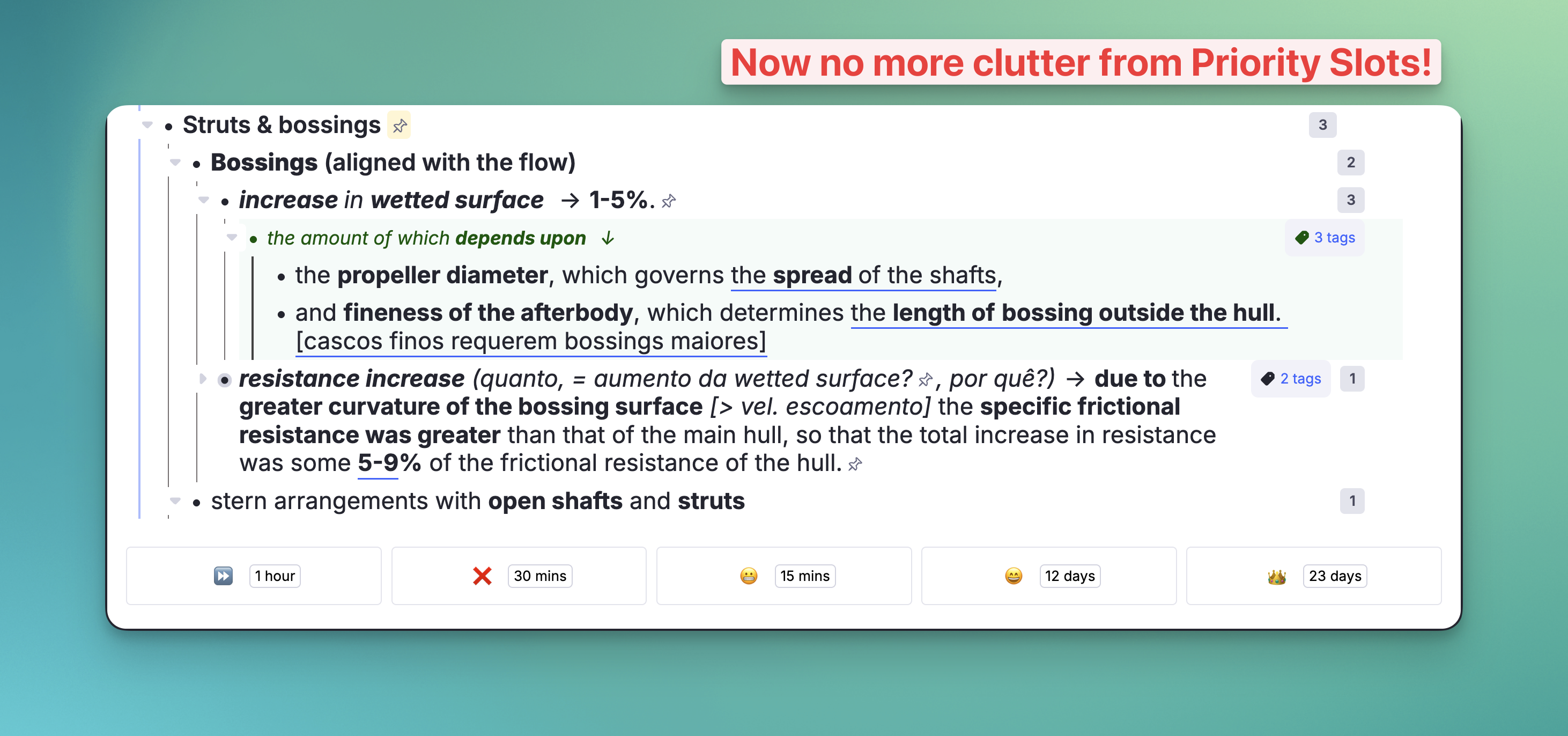 no more clutter priority slots