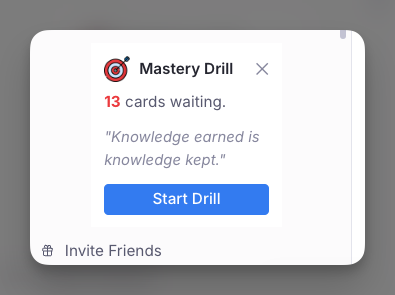 Mastery Drill Notification