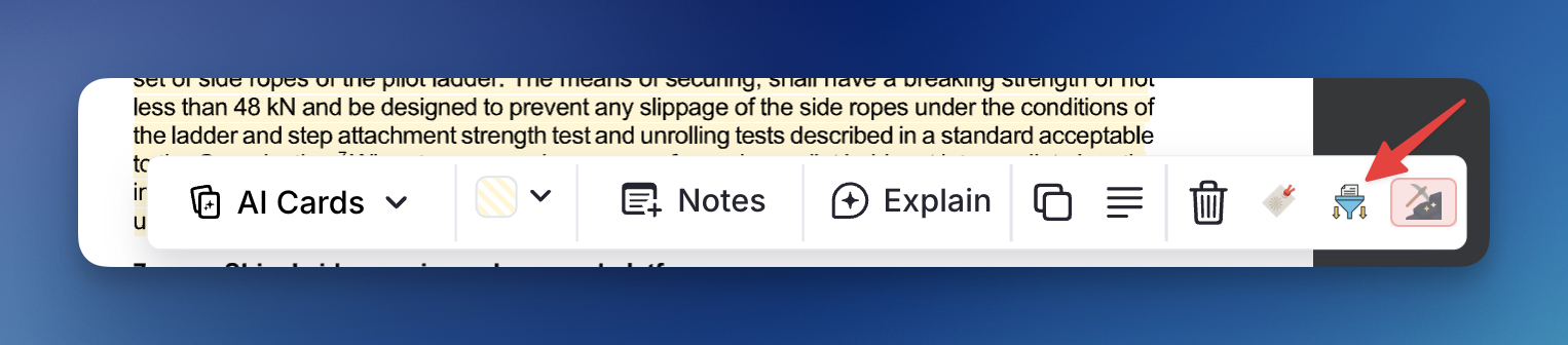 Create Inc Rem pdf highlight menu button