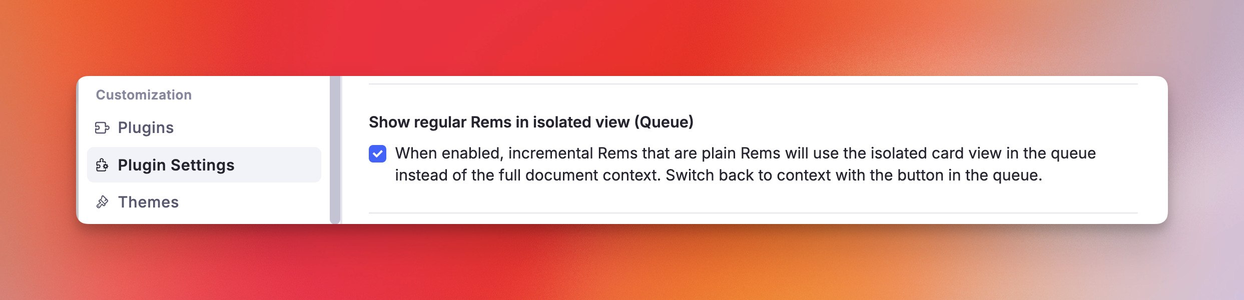 Show regular Rems in isolated view